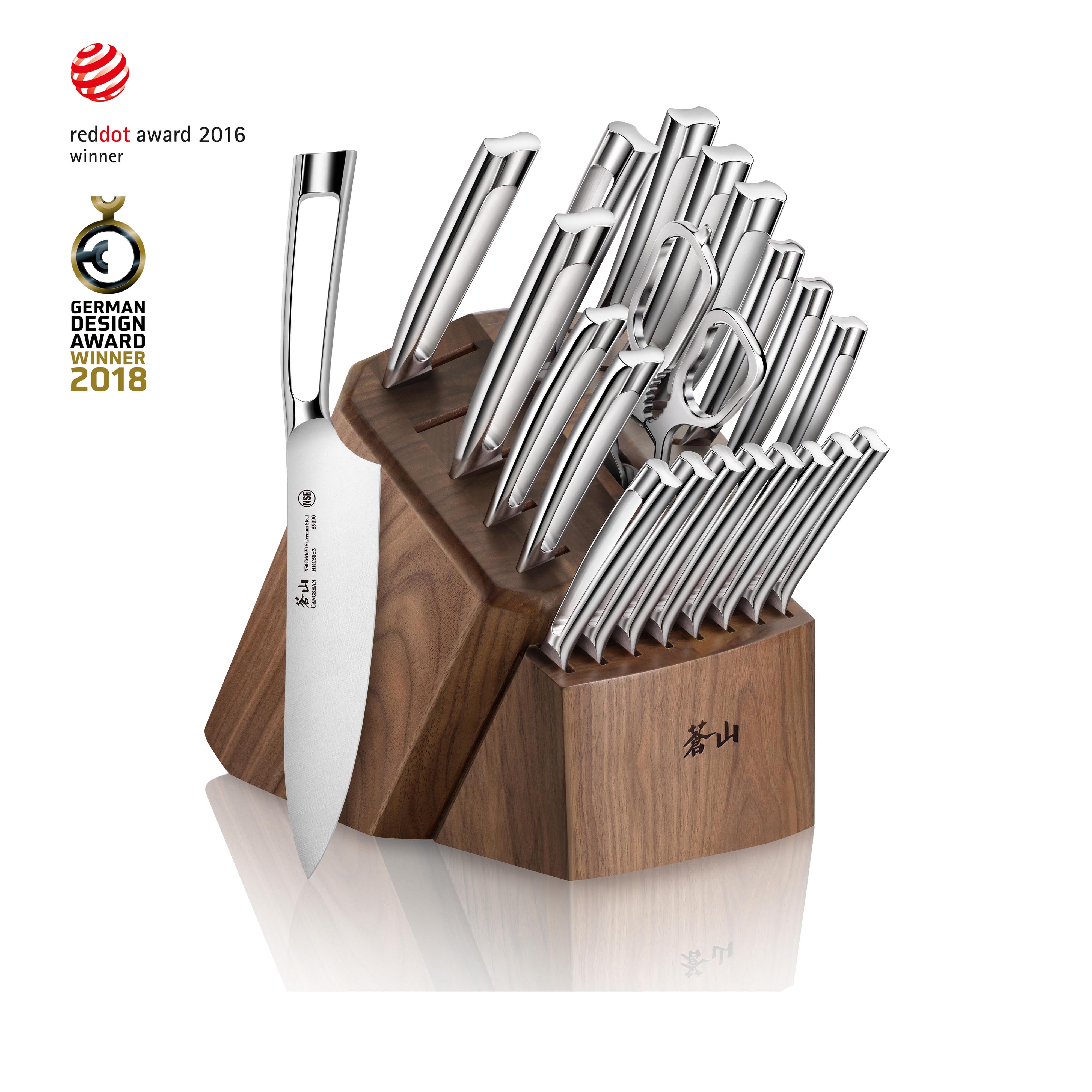 N1 Series 23-Piece Knife Block Set, Walnut Block, Forged German Steel, 1022377