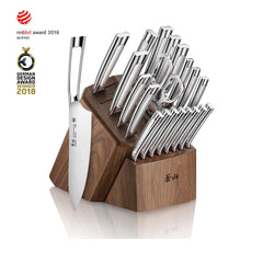 N1 Series 23-Piece Knife Block Set, Walnut Block, Forged German Steel, 1022377