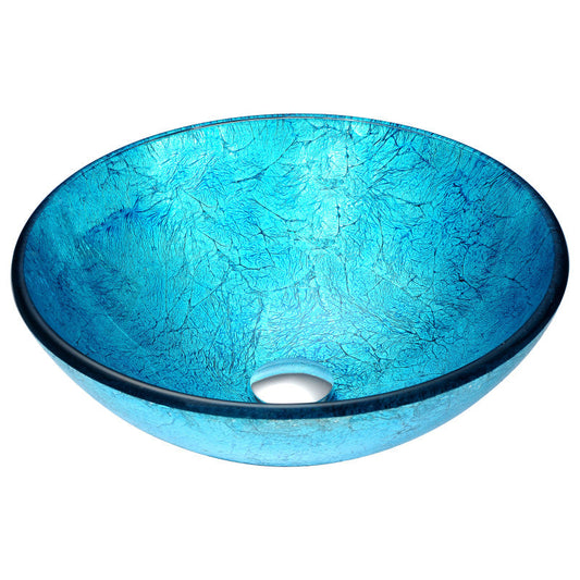 Accent Series 17 in. Bathroom Vessel Sink with Scratch-Tough and Stain-Resistant Non-Porous Surface in Blue Ice Glass