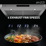 ANZZI 30-Inch 600 CFM 4-Speed Stainless Steel Under Cabinet Convertible Residential Range Hood with LED Lamp