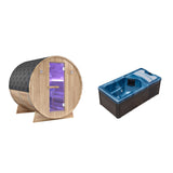 4-6 Person Electric Rock Heater Outdoor White Cedar Sauna with 1-Person All-in-One Blue Cold Plunge & Built-in Chiller