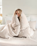 Natural gingham linen duvet cover