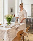 Linen bib apron in Natural gingham