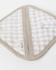 Linen pot-holder (1 pcs) in Natural gingham