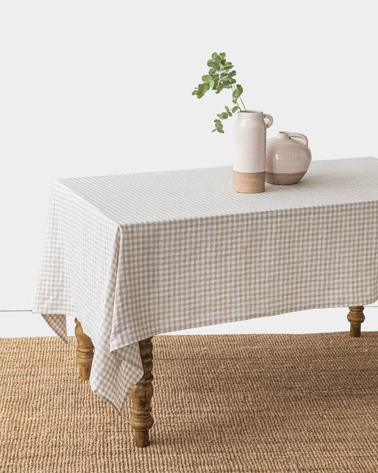 Natural Gingham Linen tablecloth