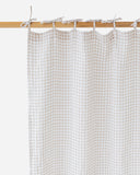 Tie top linen curtain panel (1 pcs) in Natural gingham