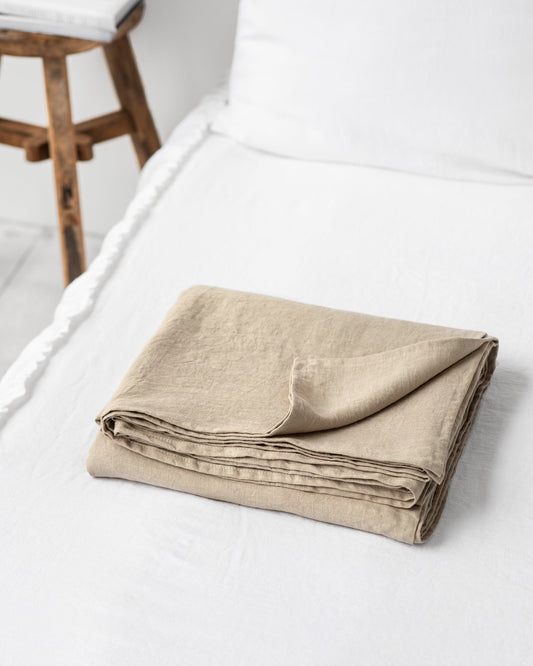 Natural linen flat sheet
