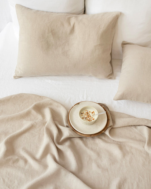 Natural linen flat sheet