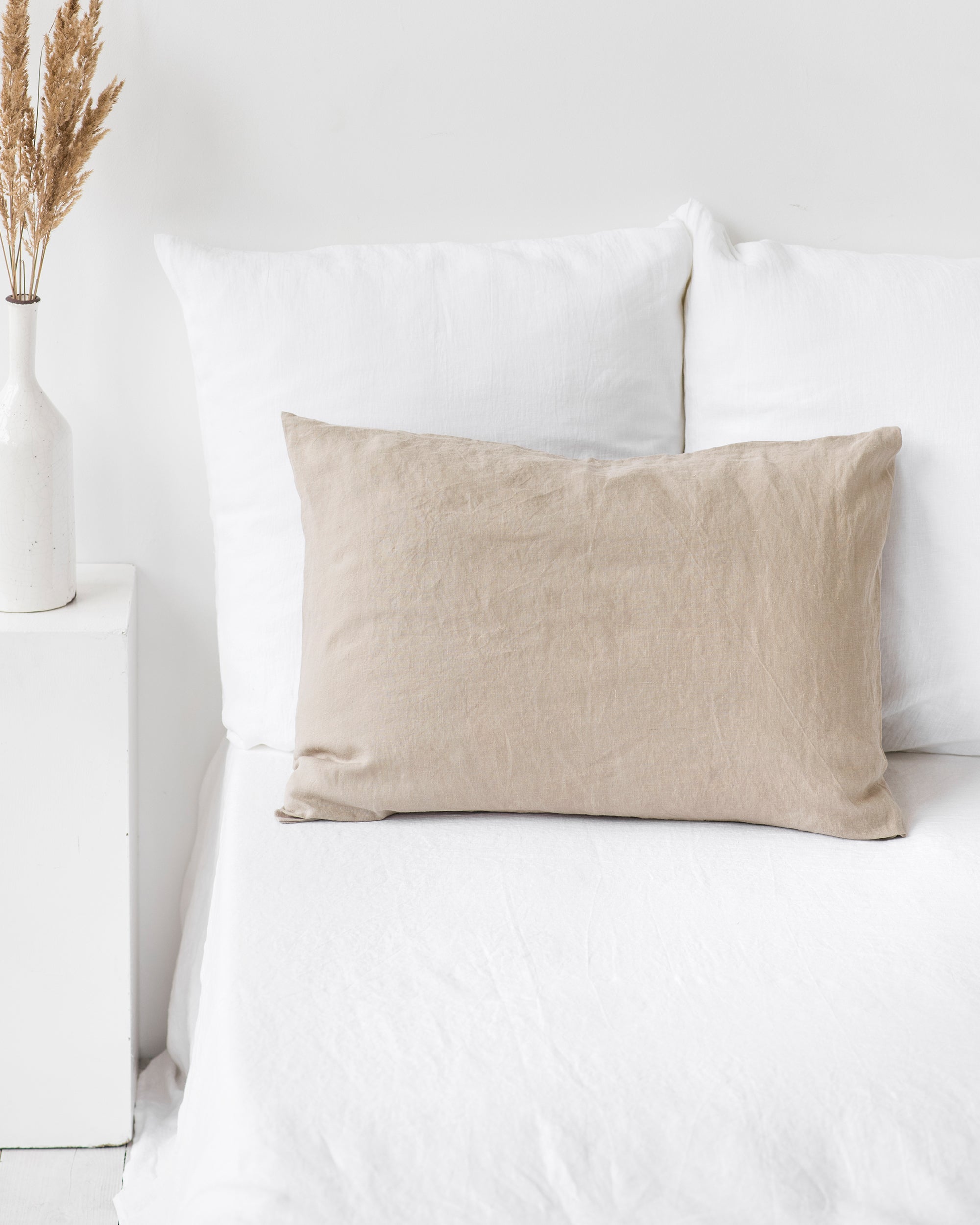 Natural linen pillowcase