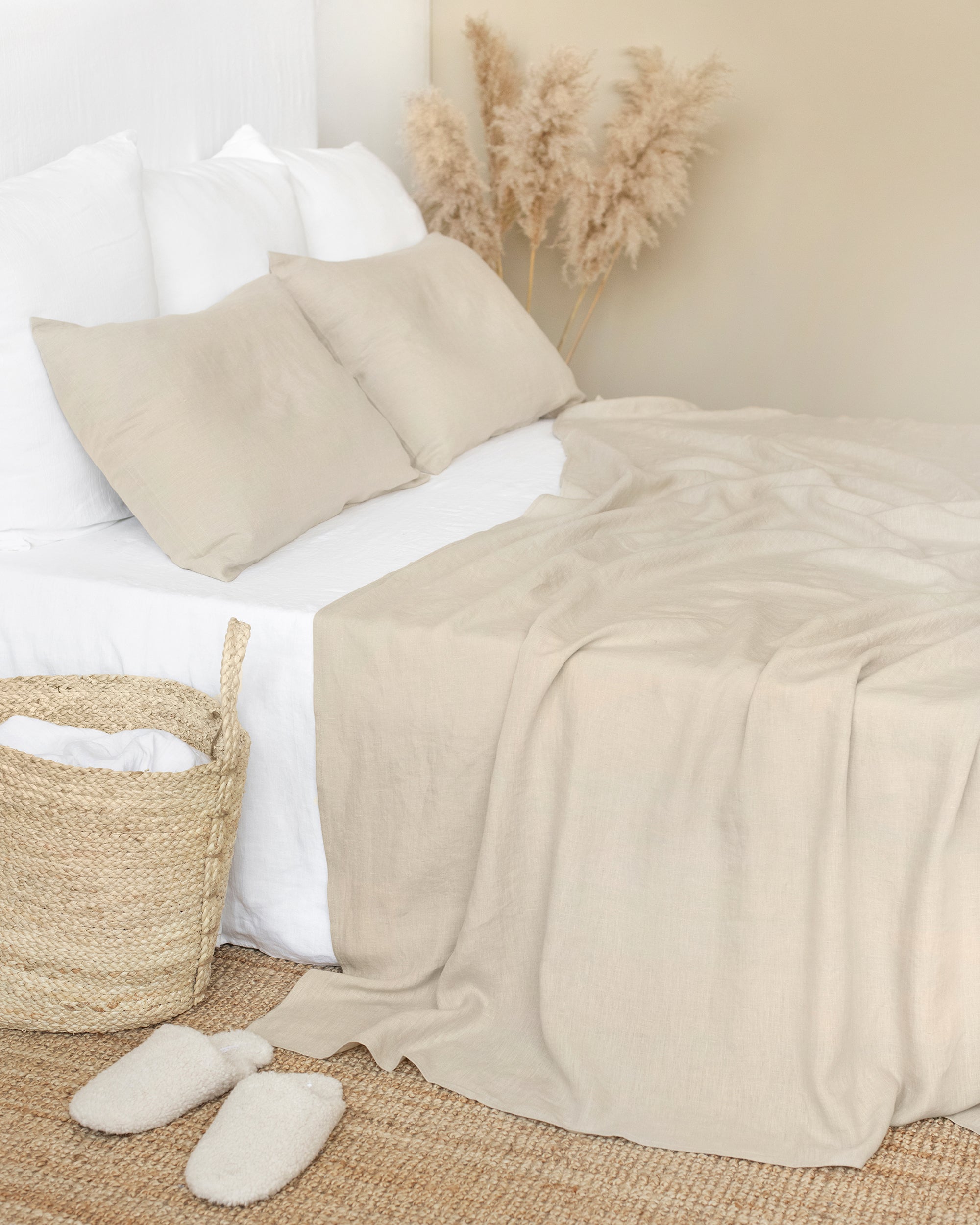 Natural linen pillowcase