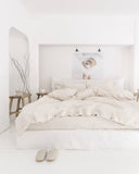 Striped in natural linen duvet cover