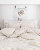 Striped in natural linen duvet cover