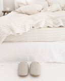 Striped in natural linen duvet cover