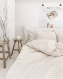 Striped in natural linen duvet cover