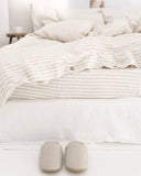 Striped in natural linen duvet cover set (3 pcs)