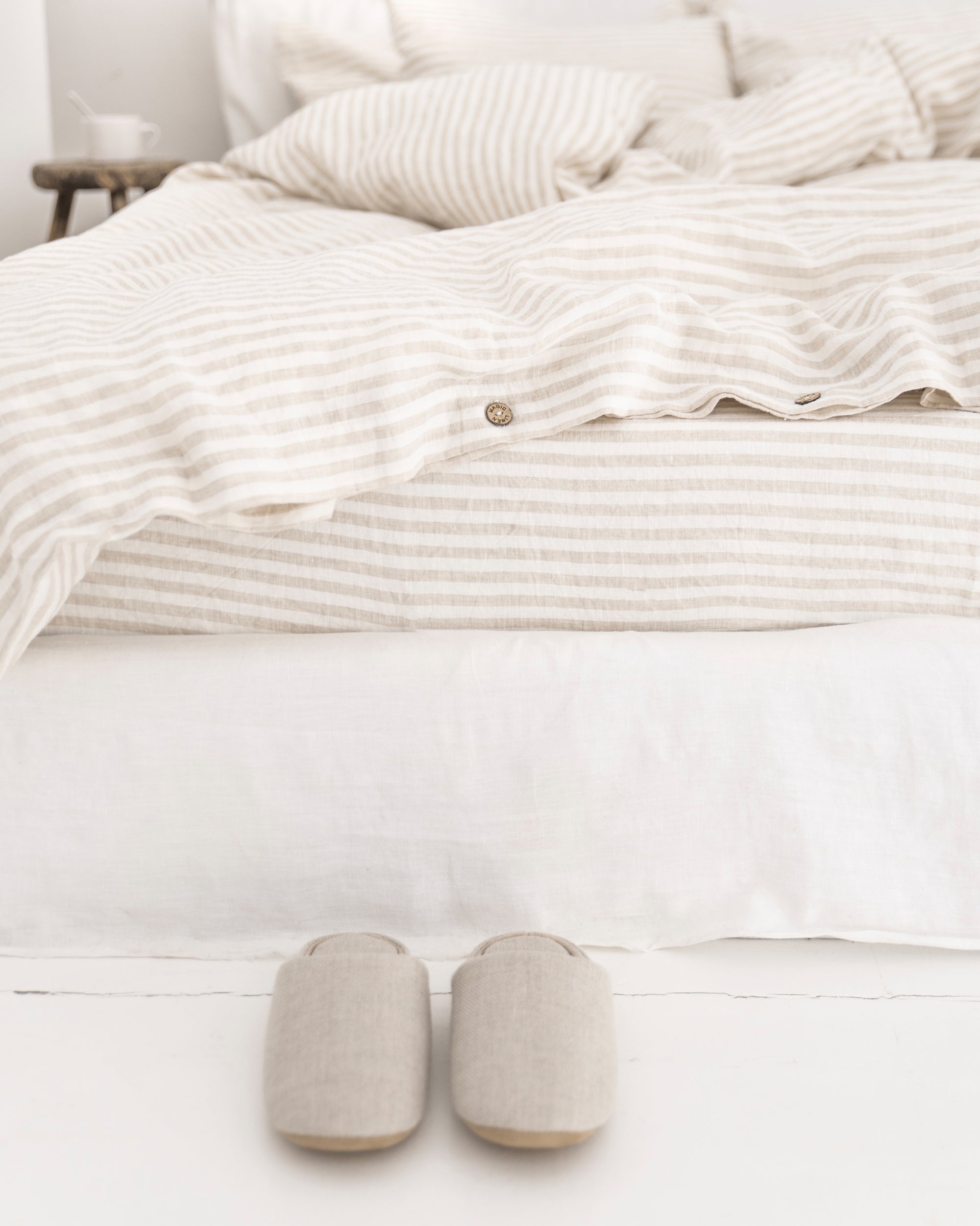 Striped in natural linen pillowcase