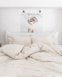 Striped in natural linen sheet set (4 pcs)