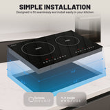 Aurora Series 14 in. 2 Elements Glass Top Induction Cooktop in Black with 1800W, Auto-Off, and Child Safety Lock