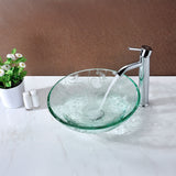 Vieno Series 17 in. Bathroom Vessel Sink with Scratch-Tough and Stain-Resistant Non-Porous Surface in Clear Floral Glass