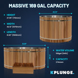 62 in. 2-Person 0-Jet Cedar Cold Plunge Ice Bath/Hot Tub with 24 in. Depth and 169 Gal. Capacity in Natural Finish