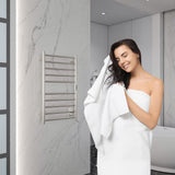 ANZZI Crete Series 10-Bar Wall Mounted Towel Warmer (20.86" W x 34.25" H), Dual Installation, Digital Timer, Rhino Alloy Certified Stainless Steel