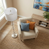 Nimbus Brushed Nickel Floor Lamp with 3-Way Rotary Switch Clear Glass Body  Metal Base