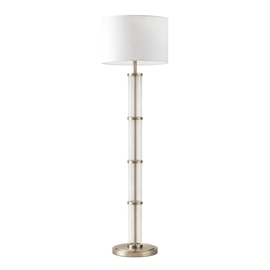 Nimbus Brushed Nickel Floor Lamp with 3-Way Rotary Switch Clear Glass Body  Metal Base