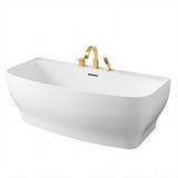 Bank Series 65 in. x 31 in. Flat Bottom Acrylic Freestanding Soaking Bathtub with Center Drain and Faucet
