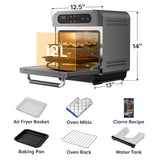 Ciarra Nosh Oven | 8-in-1 Portable Countertop Steam Oven Small Electric Oven with Air Fryer | Ashy Cloud