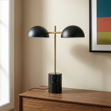 Nova Hydro Black Table Lamp with On/Off Switch Double Lamp with Faux Marble Base