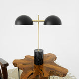 Nova Hydro Black Table Lamp with On/Off Switch Double Lamp with Faux Marble Base