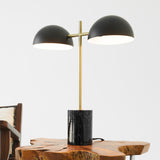 Nova Hydro Black Table Lamp with On/Off Switch Double Lamp with Faux Marble Base