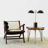Nova Hydro Black Table Lamp with On/Off Switch Double Lamp with Faux Marble Base