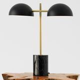Nova Hydro Black Table Lamp with On/Off Switch Double Lamp with Faux Marble Base