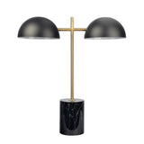 Nova Hydro Black Table Lamp with On/Off Switch Double Lamp with Faux Marble Base