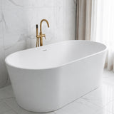 Jericho Series 67 in. x 32 in. Flat Bottom Acrylic Freestanding Air Jetted Bathtub with Center Drain in Glossy White