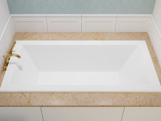 ANZZI Illyrian Series 72" L Drop-In Soaker Bathtub, Marine Grade Acrylic, Reversible Drain, Minimalism-Inspired Design, White