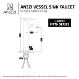 ANZZI Fifth Elegant Vessel Sink Faucet (9.2" H), Single Hole, WaterSense Certified, Rhino Alloy Solid Brass, Various Finishes