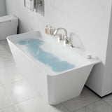 Vault Series 59 in. x 30 in. Flat Bottom Acrylic Freestanding Soaking Bathtub with Center Drain and Faucet
