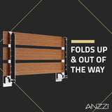 ANZZI Bohemian Folding Teak Shower Seat (18.7" x 12.6"), 280 lbs Weight Capacity, Natural Teak Wood, ADA Compliant, Space-Saving Wall Mount