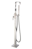ANZZI Yosemite Floor Mount Tub Filler (44.5" H), 2-Handle Control, 60" Hand Sprayer, Solid Brass, cUPC Certified, Various Finishes
