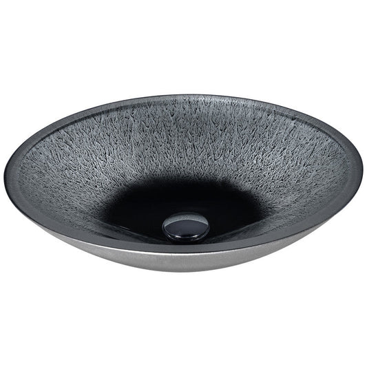 Onyx Series 20 in. Bathroom Vessel Sink with Scratch-Tough and Stain-Resistant Non-Porous Surface in Black Glass