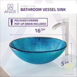 Accent Series 17 in. Bathroom Vessel Sink with Scratch-Tough and Stain-Resistant Non-Porous Surface in Blue Ice Glass