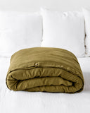 Olive green linen duvet cover