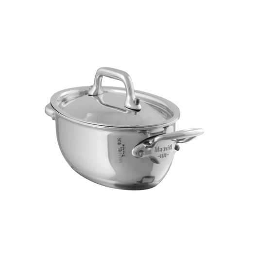 Mauviel M'MINIS Stainless Steel Oval Stewpan With Lid, 0.42-Qt