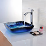 Viace Series 15 in. Bathroom Vessel Sink with Scratch-Tough and Stain-Resistant Non-Porous Surface in Blazing Blue Glass