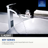 ANZZI Key Series Elegant Vessel Sink Faucet (8.82" H), Single Hole, ADA & WaterSense Certified, Rhino Alloy Solid Brass, Various Finishes