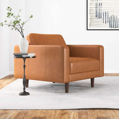 Catherine Leather Lounge Chair (Tan Leather)