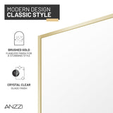 Welle 34 in. x 74 in. Framed Fixed Shower Screen Door with 5/16" (8mm) Tempered Fluted or Clear Glass