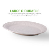 Ovente Turkey Ceramic Serving Platter Holds Up to 22 Pounds, Stylish Homely Design, Perfect for Thanksgiving, Christmas, or Nightly Dinner, Ideal for Fish, Chicken or Steak Dishes, White P4565W